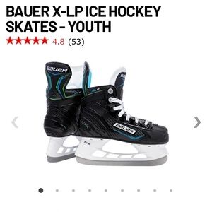 Bauer Youth Ice Hockey Skates in Black with Blue and Green Accents